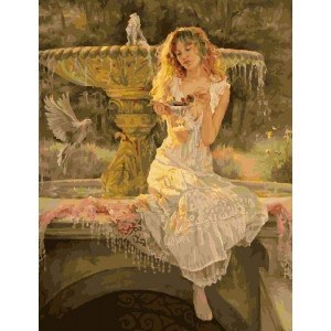 Картина по номерам "Девушка у фонтана"