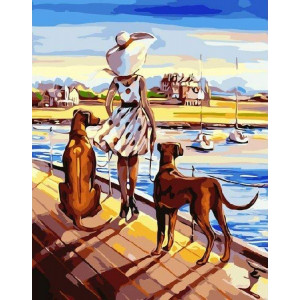 Картина по номерам "Женщина с собаками"