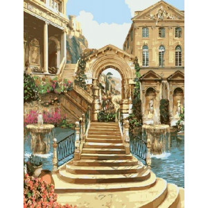 Картина по номерам "Сходи з фонтанами"