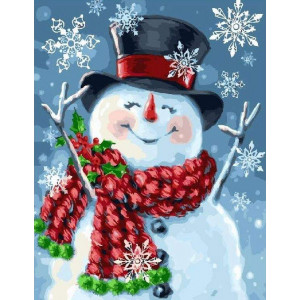 Картина по номерам "Счастливый снеговик"