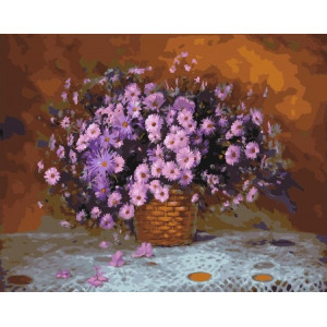 Картина по номерам "Бузкові квіти у кошику"
