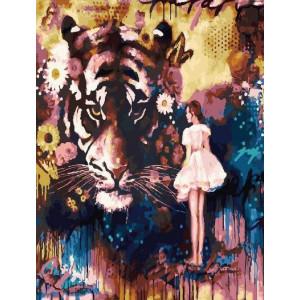 Картина по номерам "Тигр и девушка"
