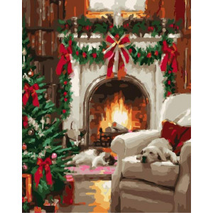 Картина по номерам "Різдвяне вогнище"