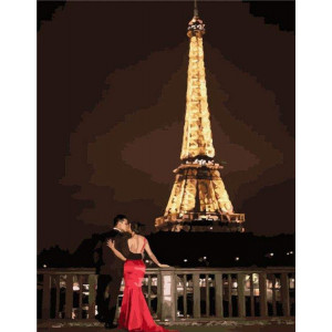 Картина по номерам "Вечерний поцелуй в Париже"