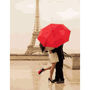 Картина по номерам "Влюбленные под зонтом"