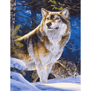 Картина по номерам "Волки в  зимнем лесу"