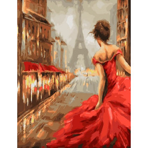 Картина по номерам "В красном вечернем платье"