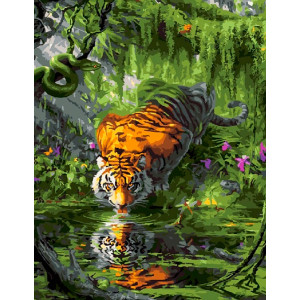 Картина по номерам "Тигр на водопое"
