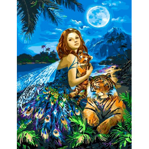 Картина по номерам "Фея и тигрята"