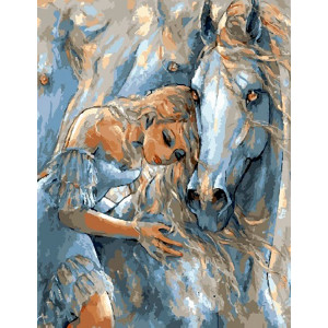 Картина по номерам "Девушка и лошади"