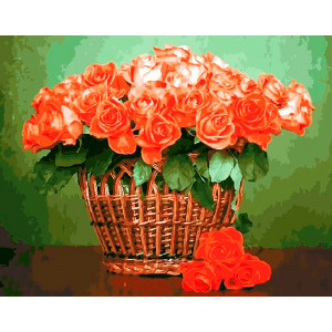 Картина по номерам "Коралловые розы в корзине"