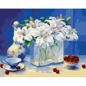 Картина по номерам "Лилии и вишни"