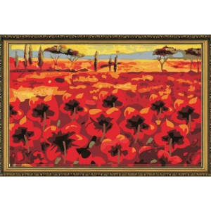 Картина по номерам "Поле красных цветов"
