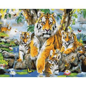 Картина по номерам "Тигриное семейство"