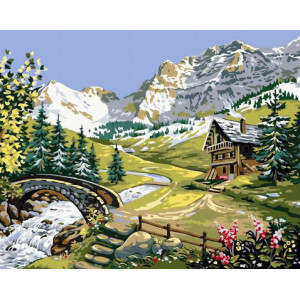 Картина по номерам "Будиночок на альпійських луках"