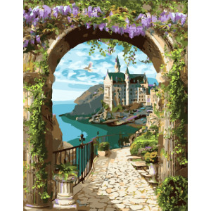Картина по номерам "Цветущая арка у моря"