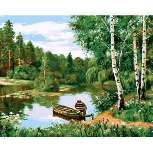 Картина по номерам "Човни в озері"
