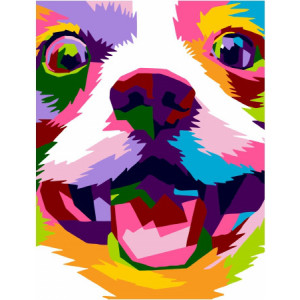 Картина по номерам "Радужный улыбчивый пес"