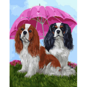 Картина по номерам "Собачки под зонтом"