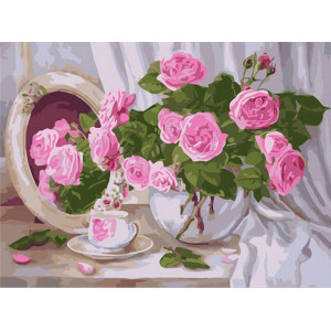 Картина по номерам "Розы с зеркалом"