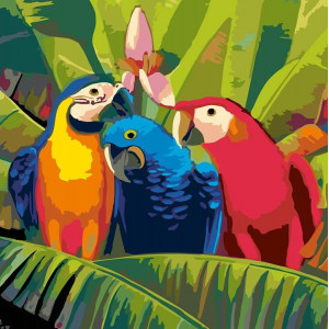 Картина по номерам "Семейка попугаев"