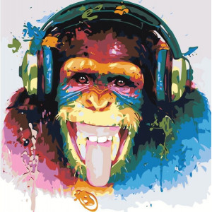 Картина по номерам "Шимпанзе-меломан"