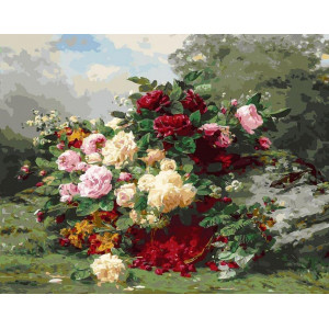 Картина по номерам "Розы и ягодная корзина"