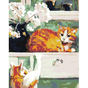 Картина по номерам "Два рыжих кота"