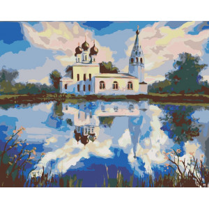 Картина по номерам "Церква біля озера"