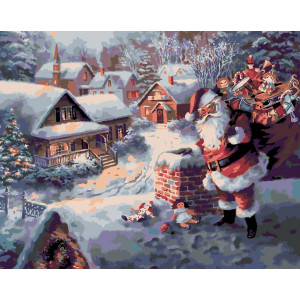 Картина по номерам "Санта на крыше"