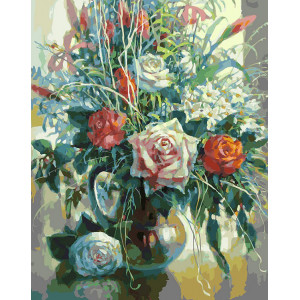 Картина по номерам "Натюрморт с белой розой"