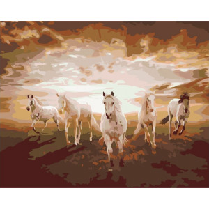 Картина по номерам "Лошади на закате"