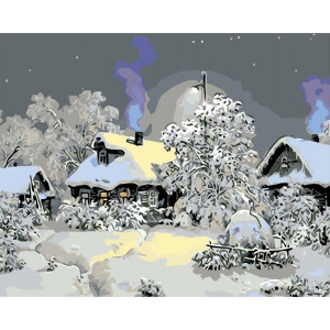 Картина по номерам "Зимой в деревне"