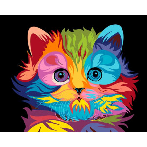 Картина по номерам "Радужный котенок"