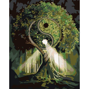 Картина по номерам "Дерево Інь та Янь. Ніч"