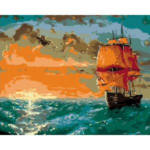 Картина по номерам "Захід сонця на морі"