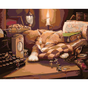 Картина по номерам "Пока кот спит"