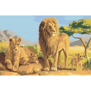 Картина по номерам "Семейство львов"
