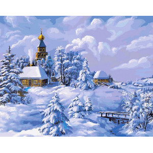 Картина по номерам "Зима в деревне"