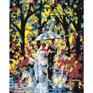 Картина по номерам "Молодожёны под зонтом"