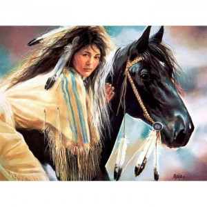 Картина по номерам "Індіанка та кінь"