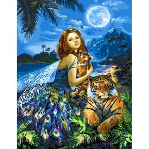 Картина по номерам "Тигры и фея"