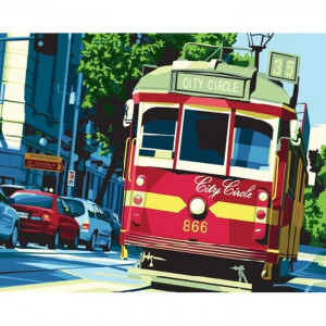Картина по номерам "Городской трамвай"