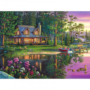 Картина по номерам "Дом у озера"