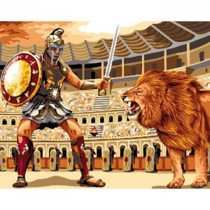 Картина по номерам "Гладиатор против льва"