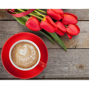 Картина по номерам "Кофе и тюльпаны"