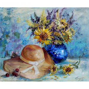 Картина по номерам "Шляпка и цветы"