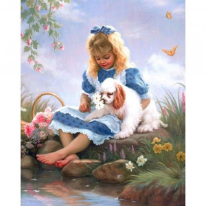 Картина по номерам "Девочка и собака"