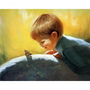 Картина по номерам "Мальчик и бабочка"