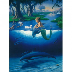Картина по номерам "Русалка и дельфины"